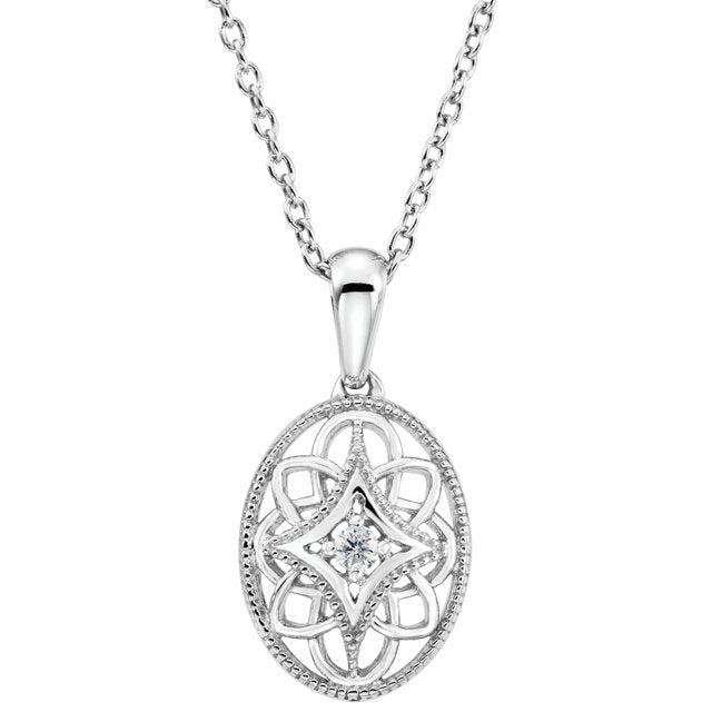 Decorative Filigree Lab-Grown Diamond Accented Necklace