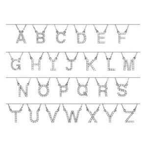 Natural Diamond Initial Necklace in White Gold