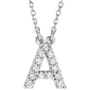 Natural Diamond Initial Necklace in White Gold