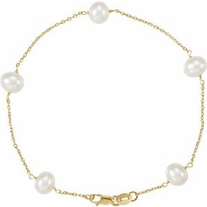 Cultured Freshwater White Pearl 5-Station Bracelet