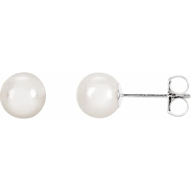 Cultured White 6 mm Ayoka Pearl Stud Earrings