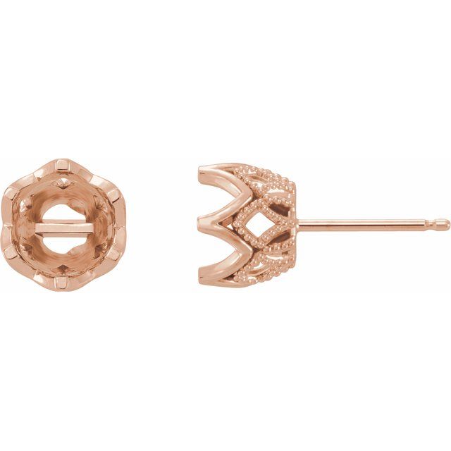 6-Prong Crown Earring Mountings (mount only)