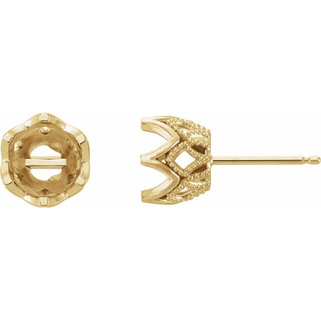 6-Prong Crown Earring Mountings (mount only)