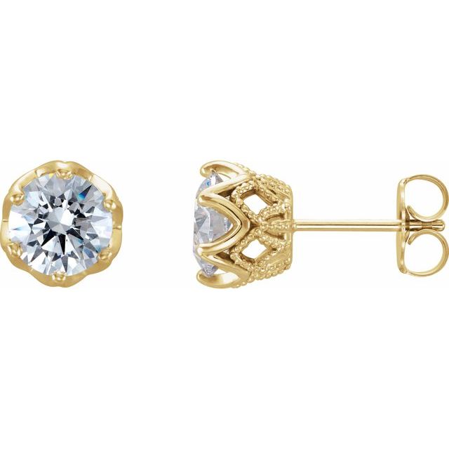 6-Prong Crown Earring Mountings (mount only)
