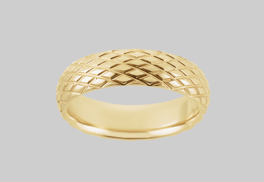 Men's Rhombus Textured Wedding Band