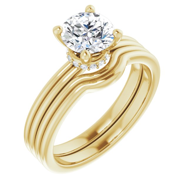 Round Accented Moissanite Solitaire Ring