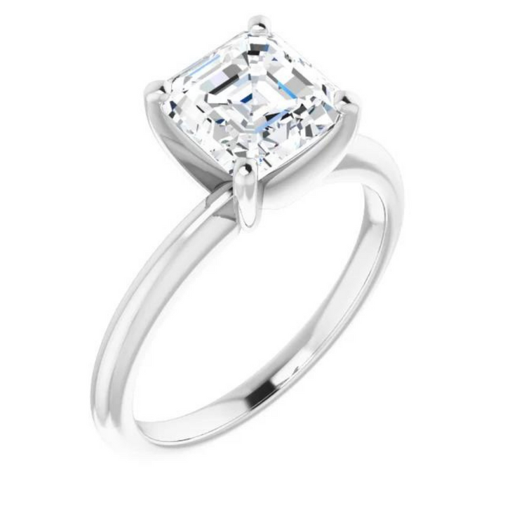 Asscher Moissanite Classic Solitaire Ring