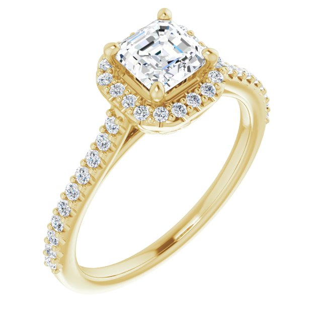 Asscher Moissanite Accented Halo Ring