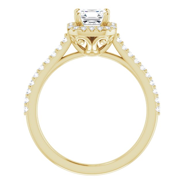 Asscher Accented Halo Ring Mounting (mount only)