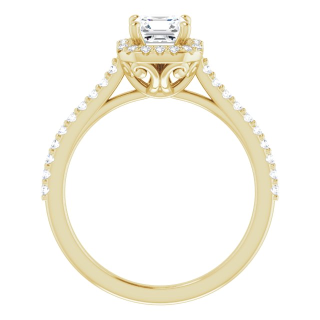 Asscher Moissanite Accented Halo Ring