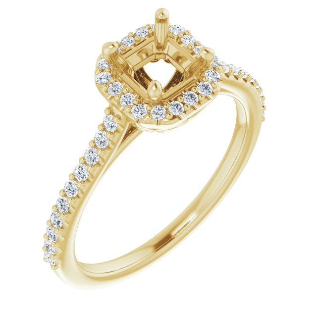 Asscher Accented Halo Ring Mounting (mount only)