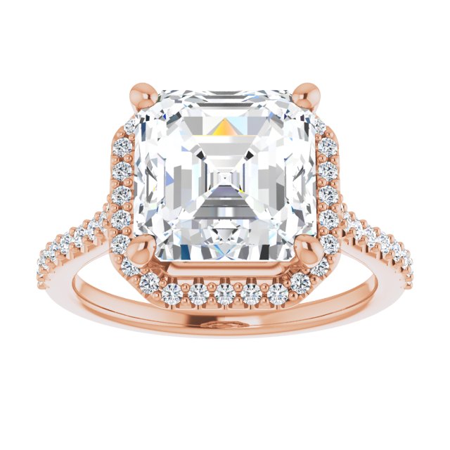 Asscher Accented Halo Ring Mounting (mount only)