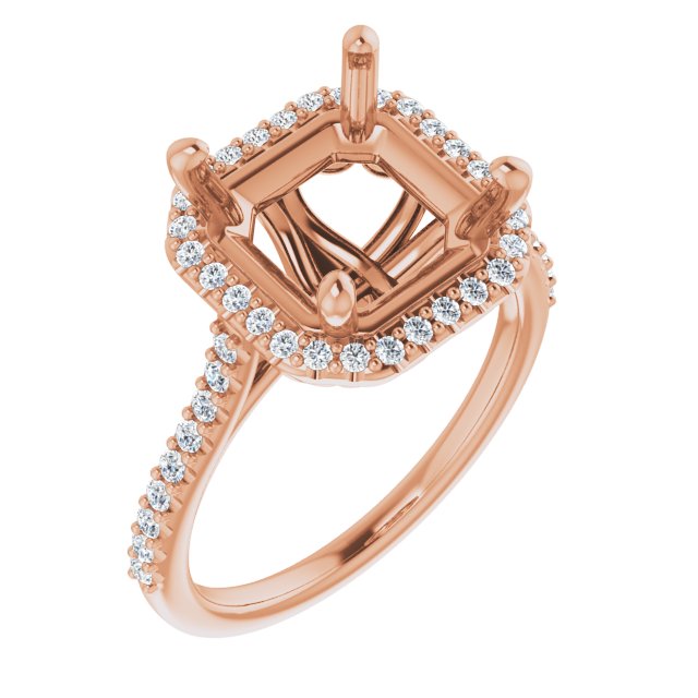 Asscher Accented Halo Ring Mounting (mount only)