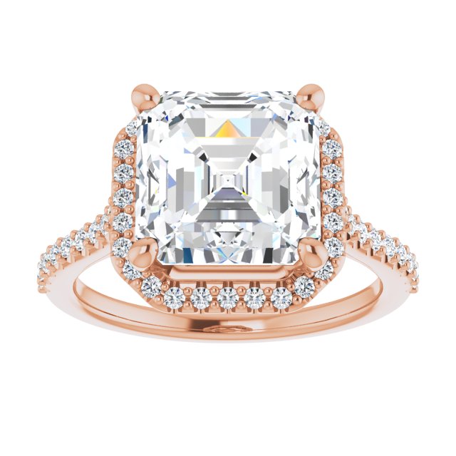 Asscher Moissanite Accented Halo Ring