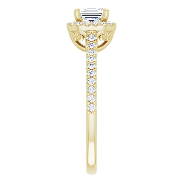 Asscher Accented Halo Ring Mounting (mount only)