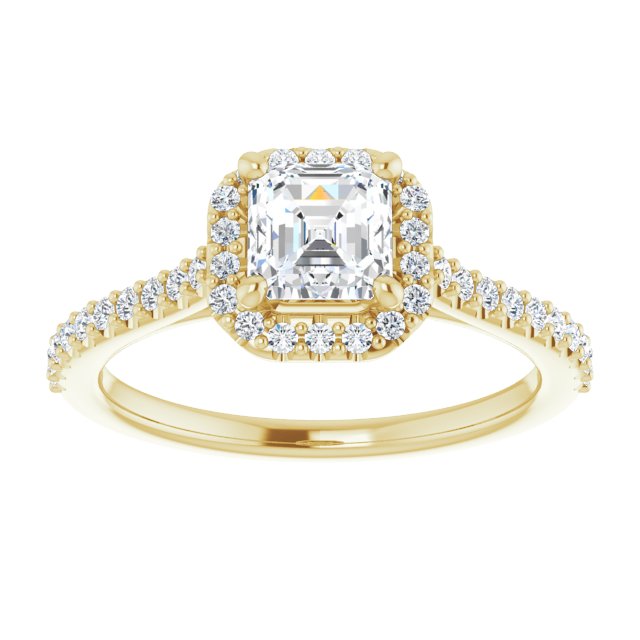 Asscher Moissanite Accented Halo Ring