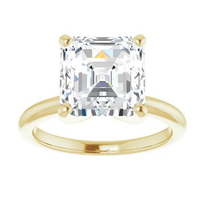 Asscher Moissanite Classic Solitaire Ring