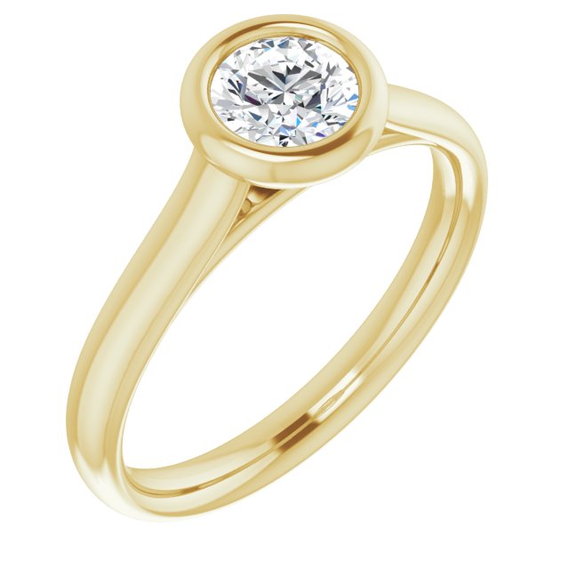 Round Moissanite Bezel Set Solitaire Ring
