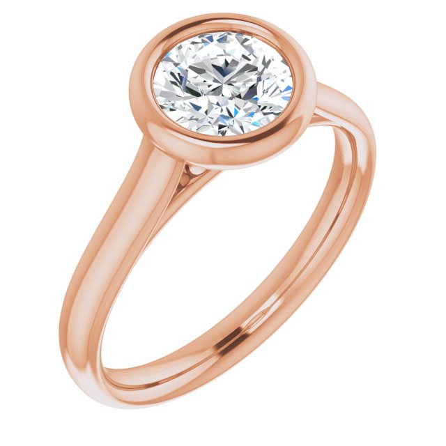 Round Moissanite Bezel Set Solitaire Ring