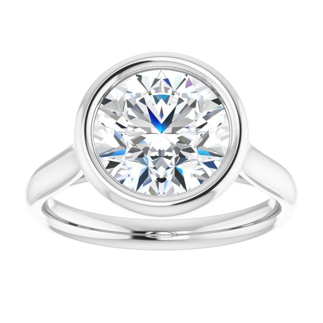 Round Moissanite Bezel Set Solitaire Ring