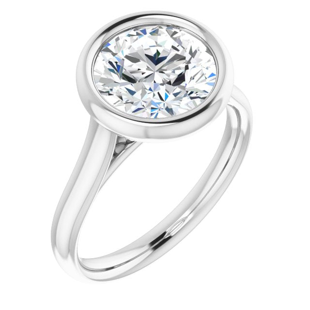 Round Moissanite Bezel Set Solitaire Ring