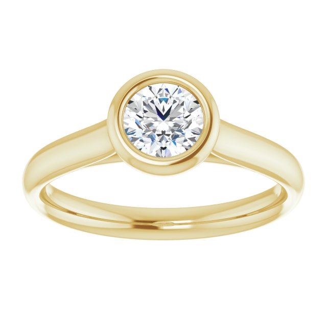 Round Moissanite Bezel Set Solitaire Ring
