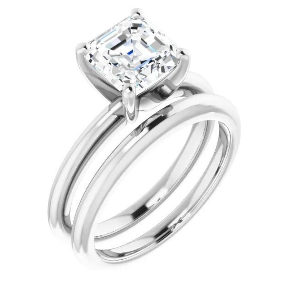 Asscher Moissanite Classic Solitaire Ring