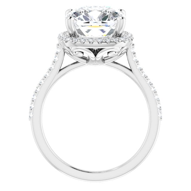 Cushion Moissanite Accented Halo Ring