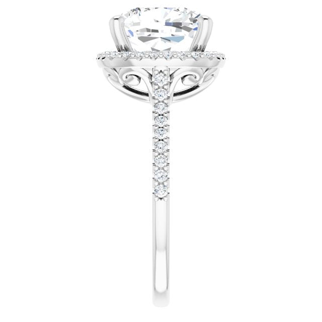 Cushion Moissanite Accented Halo Ring