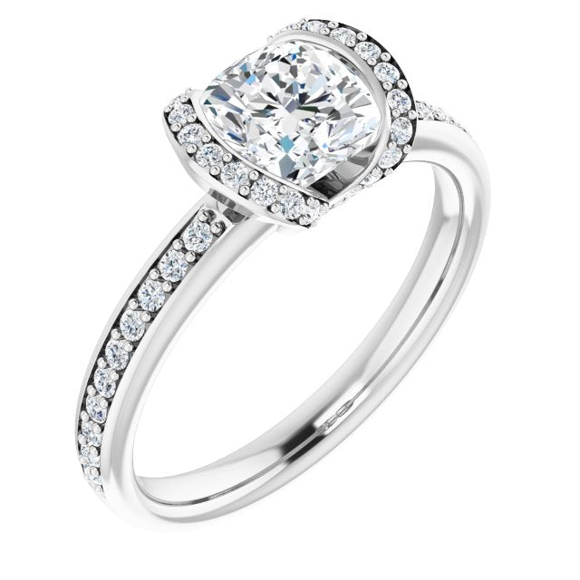 Cushion Bezel Set Moissanite Halo Ring