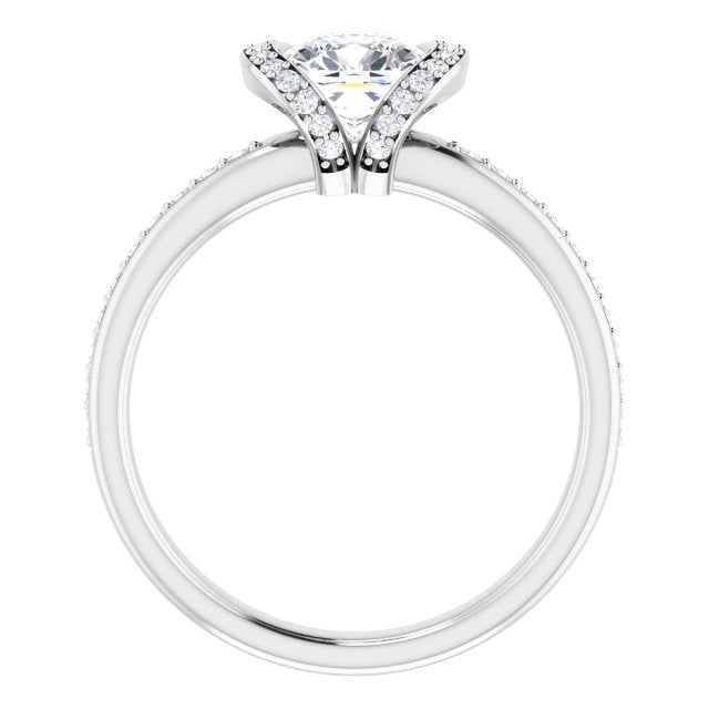 Cushion Bezel Set Moissanite Halo Ring