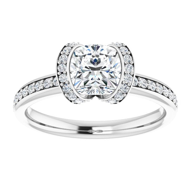 Cushion Bezel Set Moissanite Halo Ring