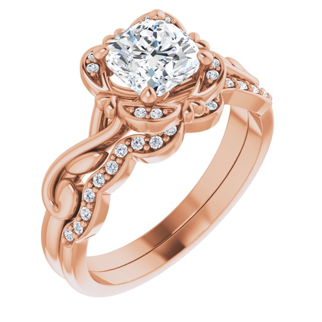 Floral Inspired Lab-Grown Diamond Accented Wedding Band (band only)