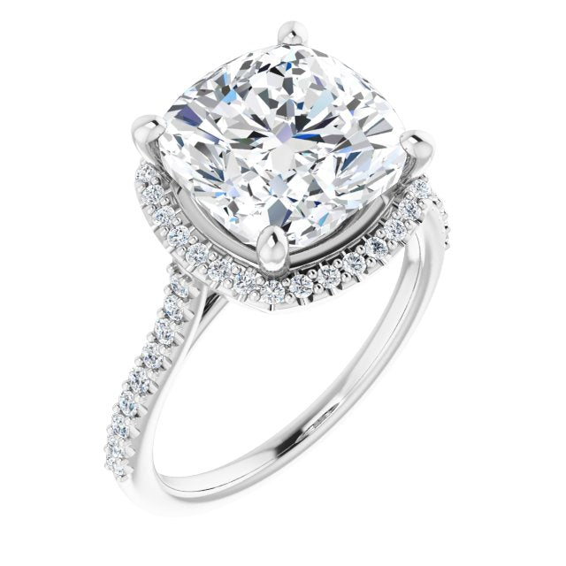 Cushion Moissanite Accented Halo Ring