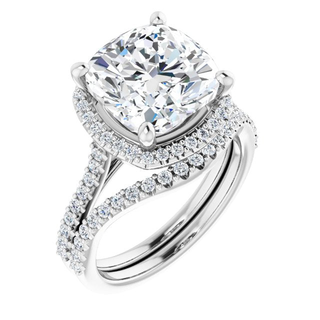 Cushion Moissanite Accented Halo Ring