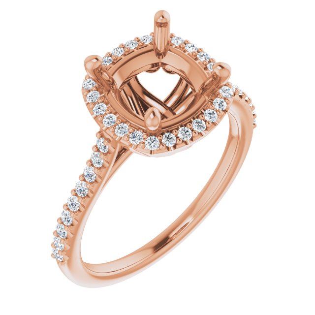 Cushion Accented Halo Ring Mounting (mount only)