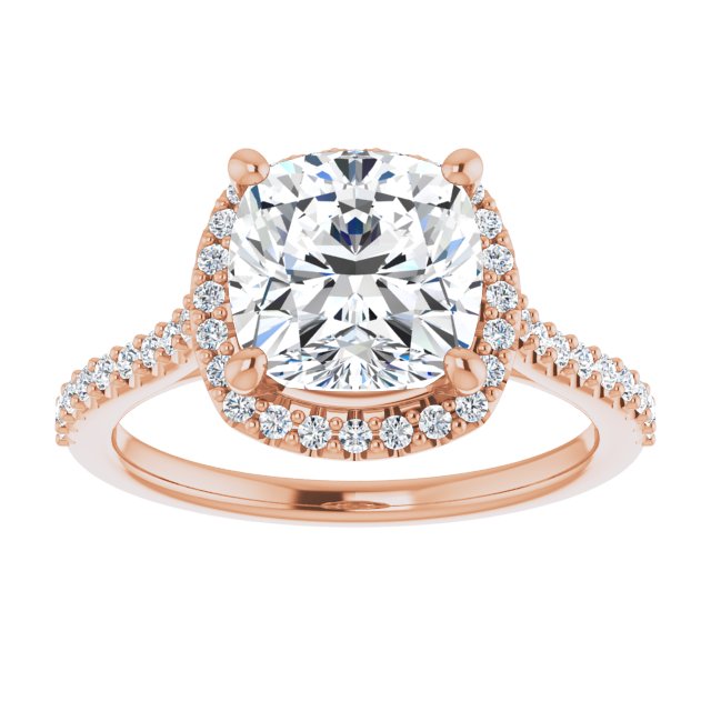 Cushion Moissanite Accented Halo Ring