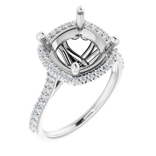 Cushion Accented Halo Ring Mounting (mount only)