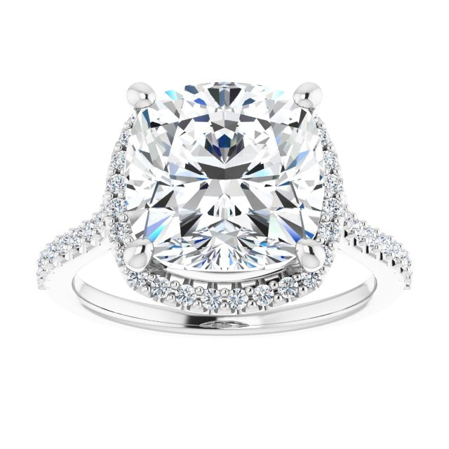 Cushion Moissanite Accented Halo Ring