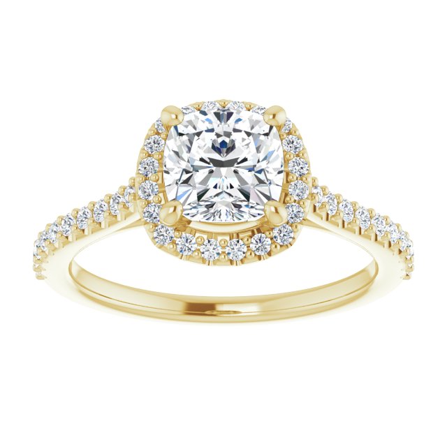 Cushion Moissanite Accented Halo Ring