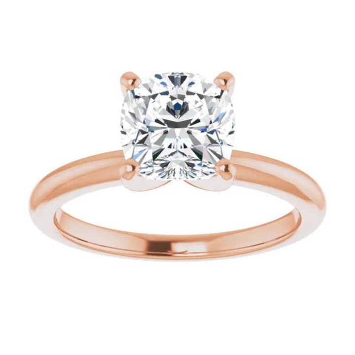 Cushion Natural Diamond Classic Solitaire Ring