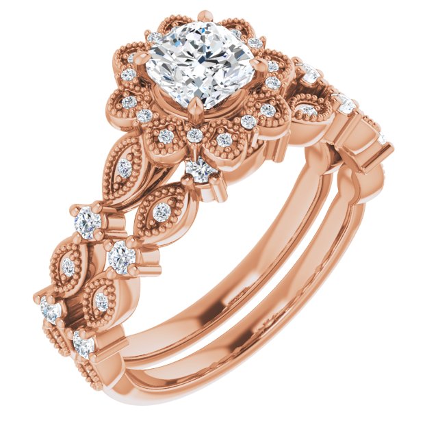 Rose Cushion Lab-Grown Diamond Accented Wedding Band (band only)