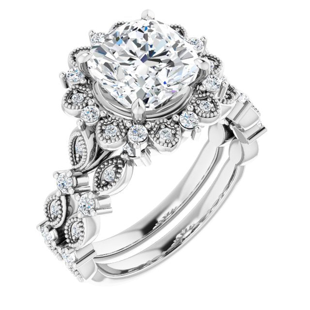 Rose Cushion Lab-Grown Diamond Accented Wedding Band (band only)