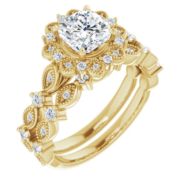 Rose Cushion Lab-Grown Diamond Accented Wedding Band (band only)