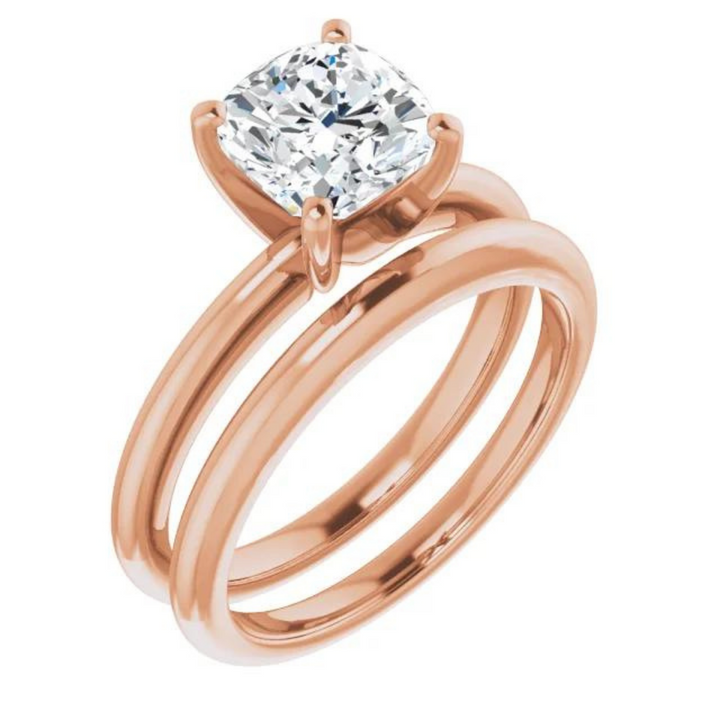Cushion Natural Diamond Classic Solitaire Ring