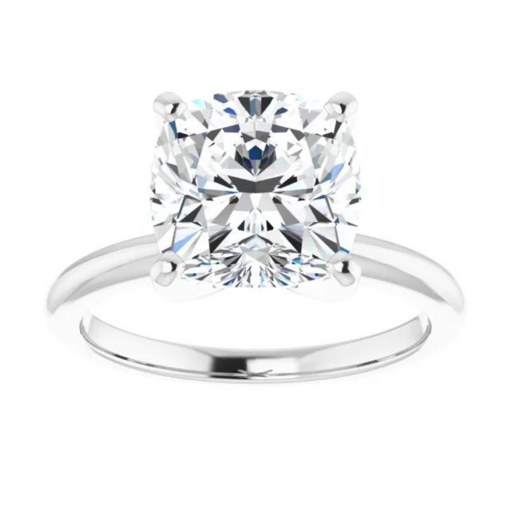 Cushion Natural Diamond Classic Solitaire Ring