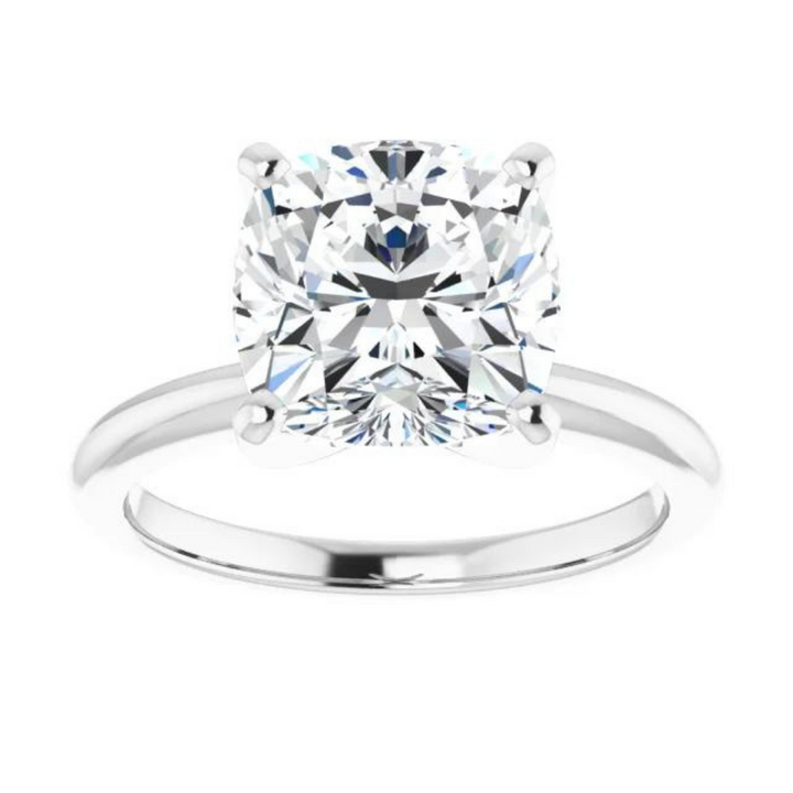 Cushion Natural Diamond Classic Solitaire Ring