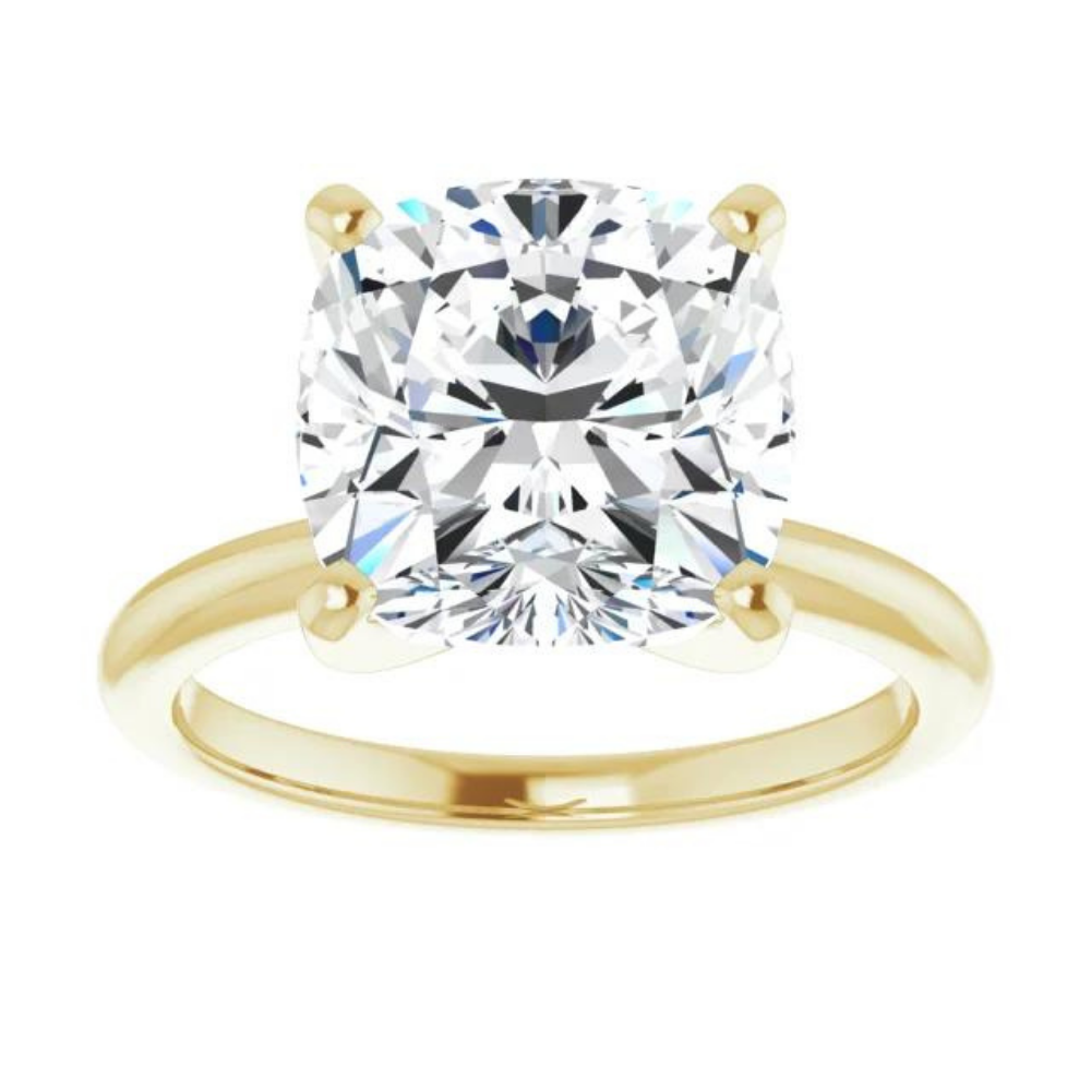Cushion Natural Diamond Classic Solitaire Ring