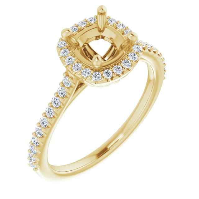 Cushion Accented Halo Ring Mounting (mount only)