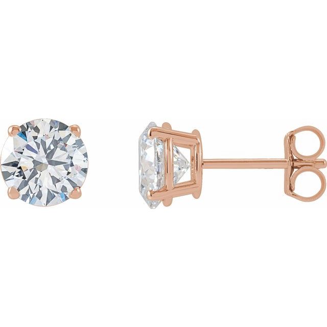 Round Moissanite Basket Set Stud Earrings
